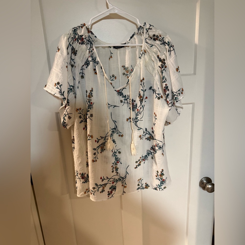 Floral White Blouse